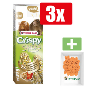 Versele Laga Crispy Sticks rat&muis popcorn 2x55 g Popcorn - Knaagdiersnacks - 3 Stuks - Inclusief PetsHome Drops Wortel Snoepjes