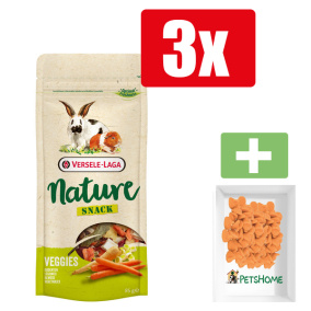 Versele Laga Nature Nature Snack Veggies 85g - Knaagdiersnacks - 3 Stuks - Inclusief PetsHome Drops Wortel Snoepjes