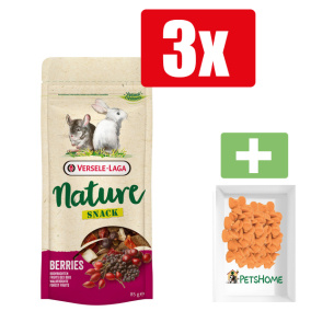 Versele Laga Nature Nature Snack Berries 85g bessen - Knaagdiersnacks - 3 Stuks - Inclusief PetsHome Drops Wortel Snoepjes