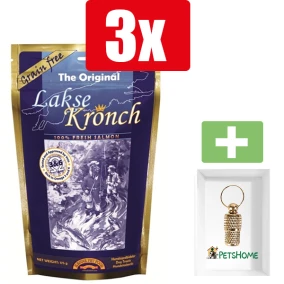 Kronch 100% Zalmsnacks - Hondensnacks - 175 GR - 3 Stuks - Inclusief PetsHome Goudkleurige Adreskoker