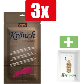 Kronch Pemmikan Energiereep - Hondensnacks - 400 GR - 3 Stuks - Inclusief PetsHome Goudkleurige Adreskoker