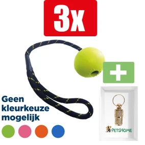 Happy Pet Tough Toys Floater Jumbo Bal Touw Assorti - Hondenspeelgoed - Medium 37 cm - 3 Stuks - Inclusief PetsHome Goudkleurige Adreskoker