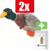 Happy Pet Migrator Pluche Wilde Eend - Hondenspeelgoed - Medium 24 CM - 2 Stuks - Inclusief PetsHome Goudkleurige Adreskoker