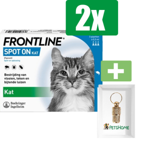 Frontline Spot On Anti Vlooien en Teken Druppels Kat vanaf 1 kg 3 pipetten - 2 ST - 2 Stuks - Inclusief PetsHome Goudkleurige Adreskoker