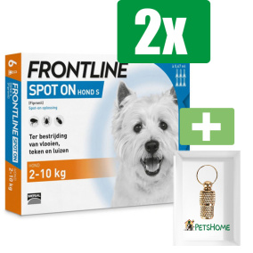 Frontline Hond Spot-On Small - 6 Pipetten - 2 ST - 2 Stuks - Inclusief PetsHome Goudkleurige Adreskoker