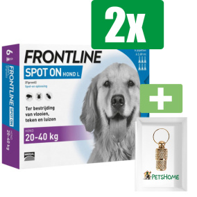 Frontline Spot-On - Anti vlooienmiddel - Hond - L - 6 pipetten - 2 ST - 2 Stuks - Inclusief PetsHome Goudkleurige Adreskoker
