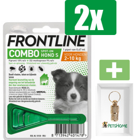 Frontline combo - Puppypakket - 1 pipet - 2 ST - 2 Stuks - Inclusief PetsHome Goudkleurige Adreskoker
