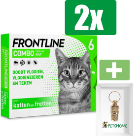 Frontline Kat/fret Combo Spot On - 2 ST - 2 Stuks - Inclusief PetsHome Goudkleurige Adreskoker