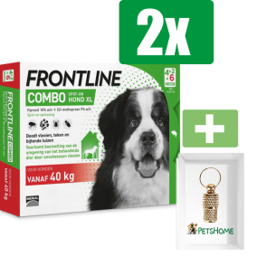 Frontline Combo - Anti Vlooien- en Tekenmiddel - XL - 40-60kg - 6st - 2 ST - 2 Stuks - Inclusief PetsHome Goudkleurige Adreskoker