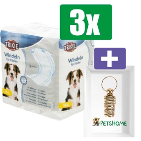 Trixie - Hondenluier - Reu - M/L - 12 ST - 3 Stuks - Inclusief PetsHome Goudkleurige Adreskoker