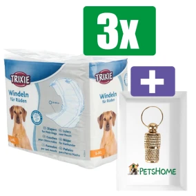 Trixie - Hondenluier - Reu - L/XL - 12 ST - 3 Stuks - Inclusief PetsHome Goudkleurige Adreskoker