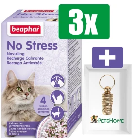 Beaphar No Stress Navulling Kat 30 ML - 3 Stuks - Inclusief PetsHome Goudkleurige Adreskoker