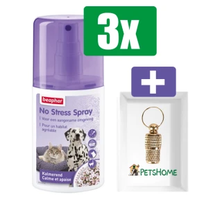 Beaphar No Stress Spray Kat - 3 Stuks - Inclusief PetsHome Goudkleurige Adreskoker