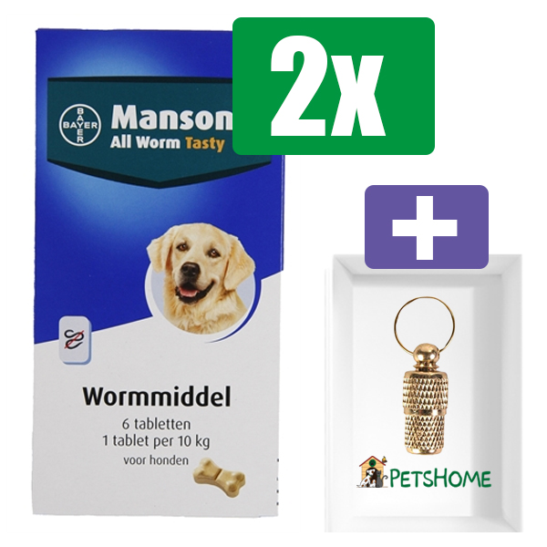 Mansonil Hond All Worm Tabletten 6 ST - 2 Stuks - Inclusief PetsHome Goudkleurige Adreskoker