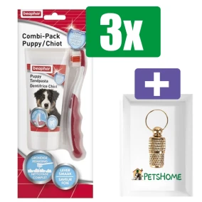 Beaphar Tandpasta En Borstel Combi-Pack Puppy - 3 Stuks - Inclusief PetsHome Goudkleurige Adreskoker