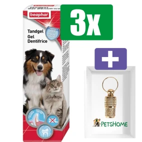 Beaphar Tandgel 100 GR - 3 Stuks - Inclusief PetsHome Goudkleurige Adreskoker