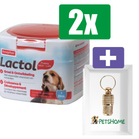 Beaphar Lactol Puppy Milk - 250 GR - 2 Stuks - Inclusief PetsHome Goudkleurige Adreskoker