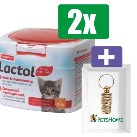 Beaphar Kitty Milk Lactol 250 GR - 2 Stuks - Inclusief PetsHome Goudkleurige Adreskoker