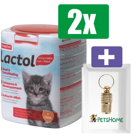 Beaphar  Kitty Milk Lactol 500 GR - 2 Stuks - Inclusief PetsHome Goudkleurige Adreskoker