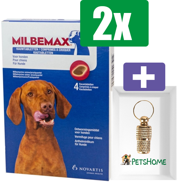 Milbemax Ontworming Kauwtabletten Hond 5 - 75 kg 4 tabletten - Inclusief PetsHome Goudkleurige Adreskoker