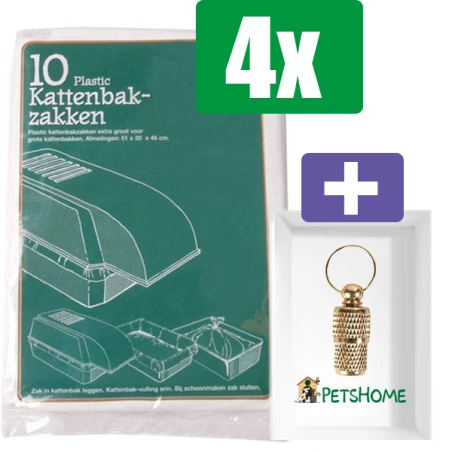Boon Kattenbakzak Voor Extra Grote Kattenbakken - 4 Stuks - Inclusief PetsHome Goudkleurige Adreskoker