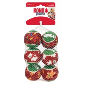 Kong hond holiday SqueakAir balls medium pak 6 stuks