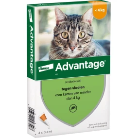 Advantage Kat 40 - Tot 4kg - 4 pipetten