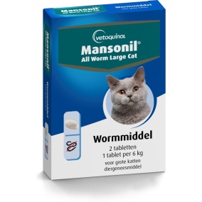 Mansonil All Worm Large Cat Ontworming - Grote Kat - 2 tabletten