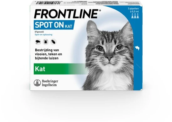 Frontline Spot On Anti Vlooien en Teken Druppels Kat vanaf 1 kg 3 pipetten