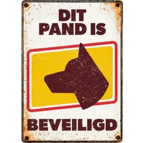 Plenty Gifts Waakbord Blik Pand Beveiligd 21X15 CM