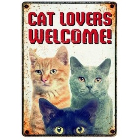 Plenty gifts waakbord blik cat lovers welcome (15X21 CM)