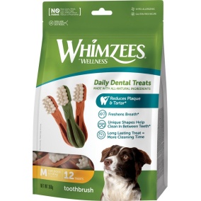 Whimzees toothbrush assorti medium, 12 stuks in valuebag