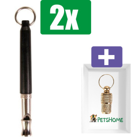 Trixie Hondenfluit Metaal en Kunststof - 8 cm  - 2 stuks - Inclusief PetsHome Goudkleurige Adreskoker