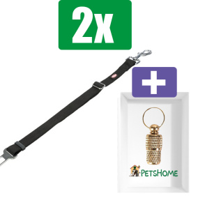 Trixie Reserve Korthouder Met Musketonhaak Zwart 45-70x3 cm  - 2 stuks - Inclusief PetsHome Goudkleurige Adreskoker