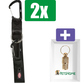 Trixie Autogordel Gordellus Universeel Met Karabijnhaak Zwart - 30x3.8 cm  - 2 stuks - Inclusief PetsHome Goudkleurige Adreskoker