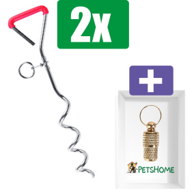 Trixie Grondpen - 40 x 0.9 cm  - 2 stuks - Inclusief PetsHome Goudkleurige Adreskoker