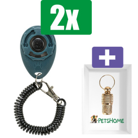 Trixie Sporting Clicker Assorti  - 2 stuks - Inclusief PetsHome Goudkleurige Adreskoker
