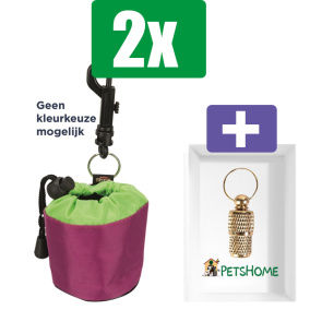 Trixie Dog Activity Beloningszakjes - Assorti -  7x9 cm  - 2 stuks - Inclusief PetsHome Goudkleurige Adreskoker