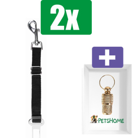 Trixie Autogordel Zwart 30-45X2 cm  - 2 stuks - Inclusief PetsHome Goudkleurige Adreskoker