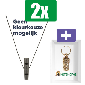 Trixie Hondenfluit Dubbeltoon Kunststof Assorti - 7.5 cm  - 2 stuks - Inclusief PetsHome Goudkleurige Adreskoker