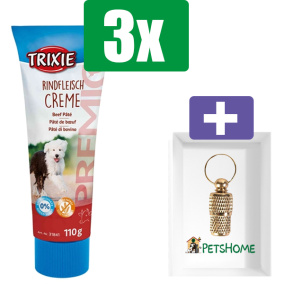 Trixie Premio Pasta - Rundvlees - 110 GR - 3 stuks - Inclusief PetsHome Goudkleurige Adreskoker