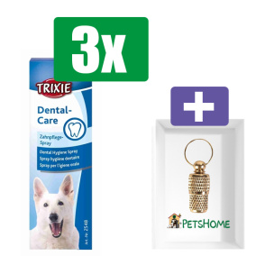 Trixie Gebitsverzorgingsspray Hond - 50 ML - 3 stuks - Inclusief PetsHome Goudkleurige Adreskoker