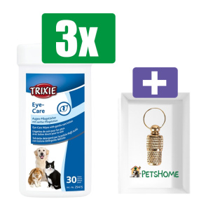 Trixie Oog Verzorgingsdoekjes - 30 ST - 3 stuks - Inclusief PetsHome Goudkleurige Adreskoker