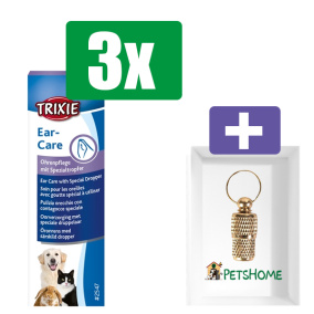 Trixie Oorverzorging - 50 ML - 3 stuks - Inclusief PetsHome Goudkleurige Adreskoker