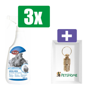 Trixie Simple'n'Clean Kooireiniger - 500 ml - 3 stuks - Inclusief PetsHome Goudkleurige Adreskoker