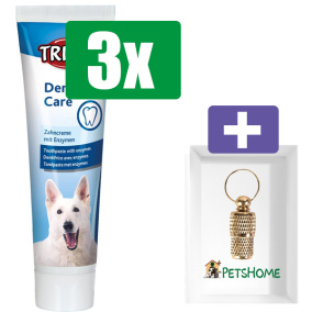 Trixie Tandpasta Met Enzymen - 100 gram - 3 stuks - Inclusief PetsHome Goudkleurige Adreskoker
