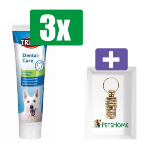 Trixie Tandpasta Met Munt - 100 GR - 3 stuks - Inclusief PetsHome Goudkleurige Adreskoker