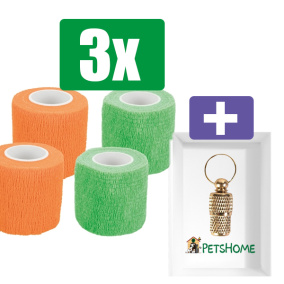 Trixie Zelfklevend Verband Assorti - 4 rollen - 3 stuks - Inclusief PetsHome Goudkleurige Adreskoker
