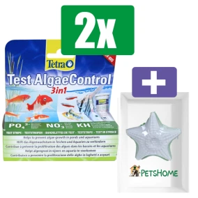 Tetra Test algea controll 3in1 doos a 25 teststroken - 2 stuks - Inclusief PetsHome Zuurstofsteen