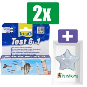 Tetra Test 6in1 doos a 25 teststroken - 2 stuks - Inclusief PetsHome Zuurstofsteen